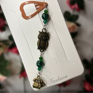 Owl and Classic Telephone Fairycore Forest Theme Handmade Charmed Heart Barrette